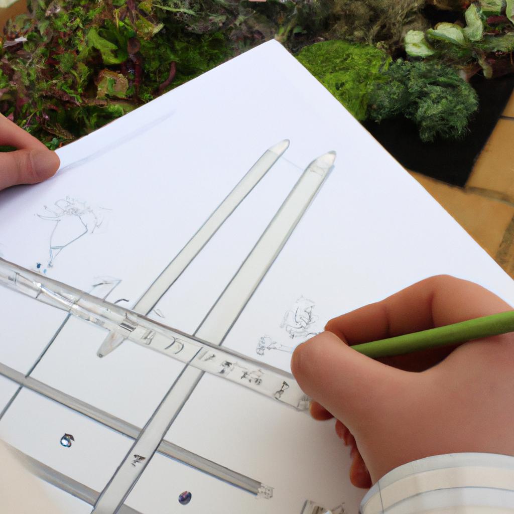 Person sketching garden design plans