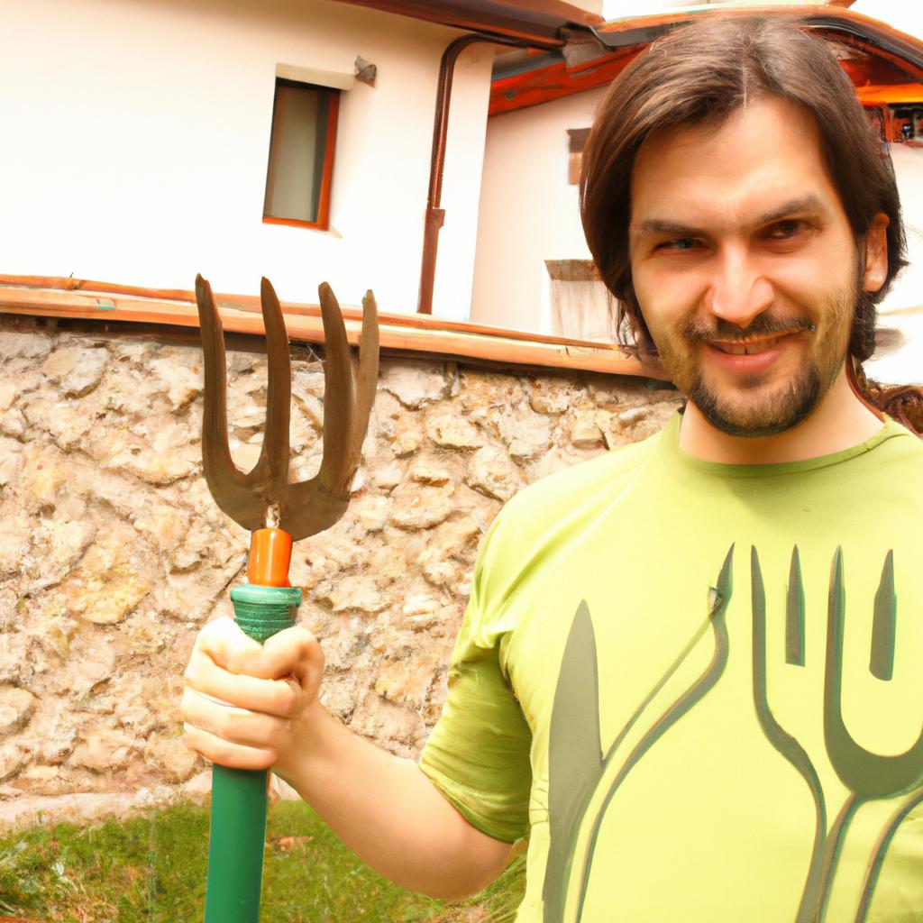 Person holding gardening tools, smiling